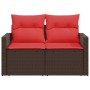 Sofá de jardín de 2 plazas con cojines en ratán sintético marrón by , Outdoor sofas - Ref: Foro24-366243, Price: 169,63 €, Di...