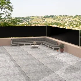 Black retractable side awning 117x1200 cm by vidaXL, Umbrellas - Ref: Foro24-318054, Price: 71,38 €, Discount: %