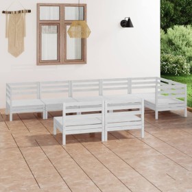 Juego de muebles de jardín 8 piezas madera maciza