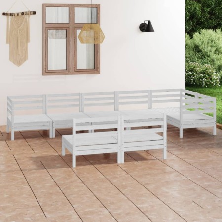Juego de muebles de jardín 8 piezas madera maciza pino blanco | Foro24.es | Tu tienda online para hogar, jardín y más Foro24.es