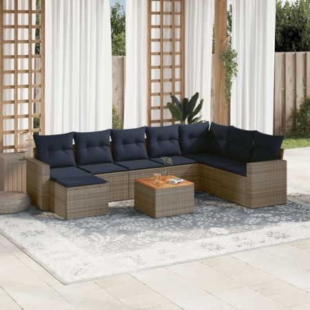 Set de sofás de jardín 9 pzas con cojines ratán sintético gris | Foro24.es | Tu tienda online para hogar, jardín y más Foro24.es