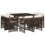 Set comedor para jardín 9 pzas y cojines ratán sintético marrón by , Garden sets - Ref: Foro24-3211017, Price: 400,10 €, Disc...