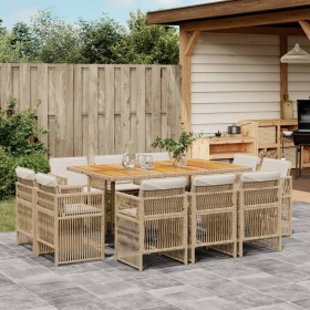 Set comedor de jardín 11 pzas con cojines ratán sintético beige von , Gartensets - Ref: Foro24-3211036, Preis: 716,96 €, Raba...