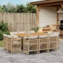 Set comedor de jardín 11 pzas con cojines ratán sintético beige by , Garden sets - Ref: Foro24-3211036, Price: 557,48 €, Disc...