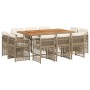 Set comedor de jardín 11 pzas con cojines ratán sintético beige by , Garden sets - Ref: Foro24-3211036, Price: 557,48 €, Disc...