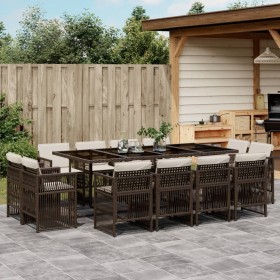 Set muebles de jardín 13 pzas y cojines ratán sintético marrón by , Garden sets - Ref: Foro24-3211041, Price: 686,25 €, Disco...