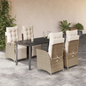 Set comedor de jardín 5 pzas con cojines ratán sintético beige by , Garden sets - Ref: Foro24-3213444, Price: 731,43 €, Disco...