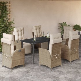 Set comedor de jardín 7 pzas con cojines ratán sintético beige by , Garden sets - Ref: Foro24-3213438, Price: 867,88 €, Disco...