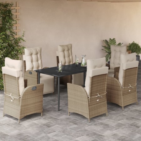 Set comedor de jardín 7 pzas con cojines ratán sintético beige by , Garden sets - Ref: Foro24-3213438, Price: 1,00 €, Discoun...