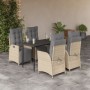 Set comedor de jardín 5 pzas con cojines ratán sintético beige by , Garden sets - Ref: Foro24-3213450, Price: 606,66 €, Disco...