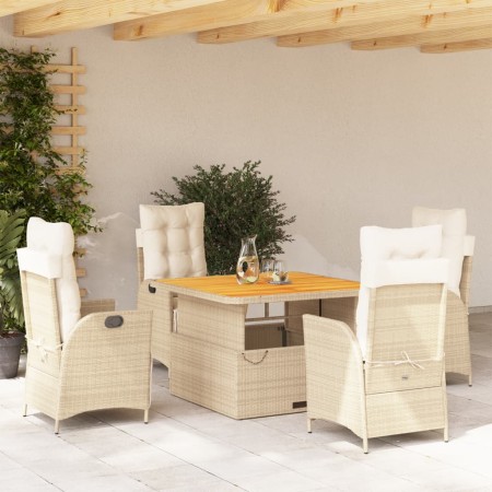 Set comedor de jardín 5 pzas con cojines ratán sintético beige by , Garden sets - Ref: Foro24-3277474, Price: 764,57 €, Disco...