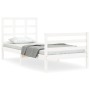 Weißer Massivholzbettrahmen mit Kopfteil 90x200 cm von vidaXL, Betten und Lattenroste - Ref: Foro24-3193972, Preis: 96,11 €, ...