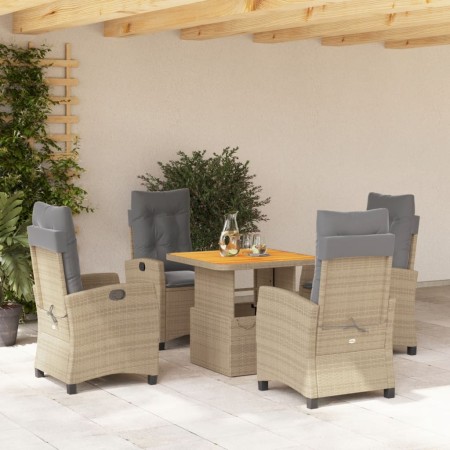 Set comedor de jardín 5 pzas con cojines ratán sintético beige by , Garden sets - Ref: Foro24-3277422, Price: 576,15 €, Disco...