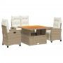 Set de comedor jardín con cojines 4 pzas ratán sintético beige | Foro24.es | Tu tienda online para hogar, jardín y más Foro24.es