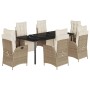 Set comedor de jardín 7 pzas con cojines ratán sintético beige by , Garden sets - Ref: Foro24-3213446, Price: 1,00 €, Discoun...
