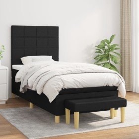 Cama box spring con colchón tela negro 90x190 cm en Camas y somieres | Comprar online en Foro24