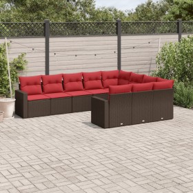 Set de sofás de jardín 10 pzas y cojines ratán sintético marrón von , Gartensets - Ref: Foro24-3219484, Preis: 700,76 €, Raba...