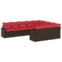 Set de sofás de jardín 10 pzas y cojines ratán sintético marrón von , Gartensets - Ref: Foro24-3219484, Preis: 700,76 €, Raba...