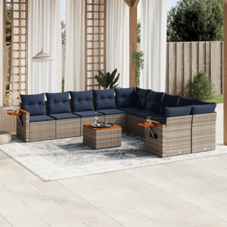 Set de sofás de jardín 11 pzas y cojines ratán sintético gris by , Garden sets - Ref: Foro24-3227202, Price: 775,78 €, Discou...