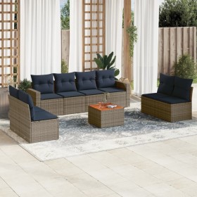 Set de sofás de jardín 9 pzas con cojines ratán sintético gris by , Garden sets - Ref: Foro24-3256418, Price: 616,45 €, Disco...