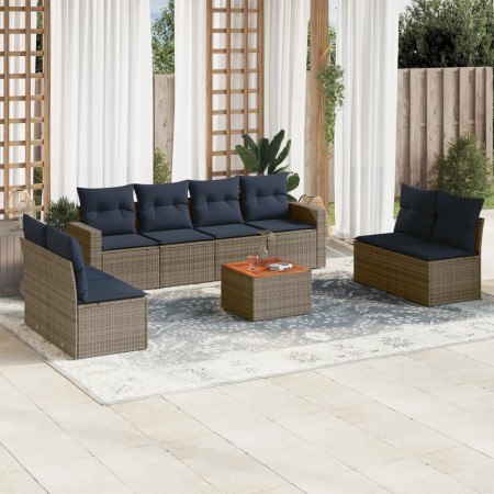 Set de sofás de jardín 9 pzas con cojines ratán sintético gris de , Conjuntos de jardín - Ref: Foro24-3256418, Precio: 592,26 €