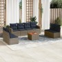 Set de sofás de jardín 9 pzas con cojines ratán sintético gris by , Garden sets - Ref: Foro24-3256418, Price: 616,45 €, Disco...
