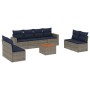 Set de sofás de jardín 9 pzas con cojines ratán sintético gris by , Garden sets - Ref: Foro24-3256418, Price: 616,45 €, Disco...