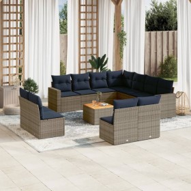 Set sofás de jardín con cojines 12 piezas ratán sintético gris by , Garden sets - Ref: Foro24-3256516, Price: 823,22 €, Disco...