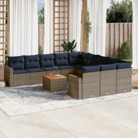 Set sofás de jardín con cojines 12 piezas ratán