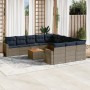 Set sofás de jardín con cojines 12 piezas ratán sintético gris | Foro24.es | Tu tienda online para hogar, jardín y más Foro24.es