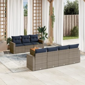 Set de sofás de jardín 8 pzas con cojines ratán sintético gris by , Garden sets - Ref: Foro24-3256362, Price: 560,21 €, Disco...