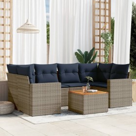 Set de sofás de jardín 7 pzas con cojines ratán sintético gris by , Garden sets - Ref: Foro24-3256355, Price: 519,25 €, Disco...