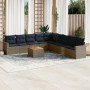 Set de sofás de jardín 10 pzas con cojines ratán sintético gris by , Garden sets - Ref: Foro24-3256502, Price: 707,63 €, Disc...