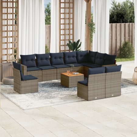 Set de sofás de jardín 11 pzas y cojines ratán sintético gris von , Gartensets - Ref: Foro24-3256509, Preis: 779,45 €, Rabatt: %
