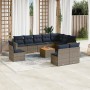 Set de sofás de jardín 11 pzas y cojines ratán sintético gris von , Gartensets - Ref: Foro24-3256509, Preis: 779,45 €, Rabatt: %