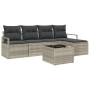 Conjunto de sofá de jardín 6 pcs Gris claro Poliratán