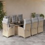 Set comedor de jardín 9 pzas con cojines ratán sintético beige by , Garden sets - Ref: Foro24-3213361, Price: 1,00 €, Discoun...