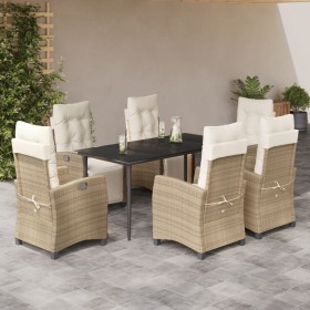 Set comedor de jardín 7 pzas con cojines ratán