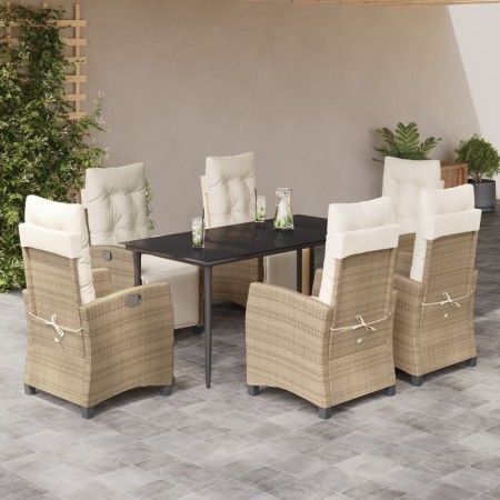 Set comedor de jardín 7 pzas con cojines ratán sintético beige by , Garden sets - Ref: Foro24-3213006, Price: 910,14 €, Disco...