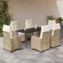Set comedor de jardín 7 pzas con cojines ratán sintético beige by , Garden sets - Ref: Foro24-3213006, Price: 910,14 €, Disco...