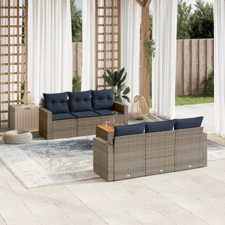 Set de sofás de jardín 7 pzas con cojines ratán sintético gris by , Garden sets - Ref: Foro24-3256348, Price: 507,69 €, Disco...