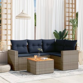 Set de sofás de jardín 5 pzas con cojines ratán