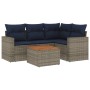 Set de sofás de jardín 5 pzas con cojines ratán sintético gris by , Garden sets - Ref: Foro24-3256439, Price: 367,30 €, Disco...