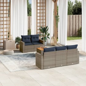 Set de sofás de jardín 6 pzas con cojines ratán sintético gris by , Garden sets - Ref: Foro24-3256341, Price: 447,60 €, Disco...