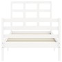 Weißer Massivholzbettrahmen mit Kopfteil 90x200 cm von vidaXL, Betten und Lattenroste - Ref: Foro24-3193972, Preis: 96,11 €, ...