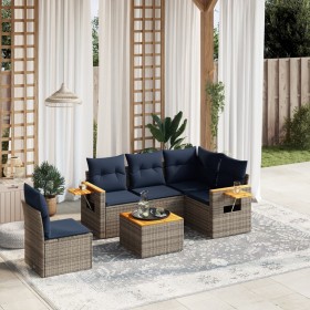 Set de sofás de jardín 6 pzas con cojines ratán