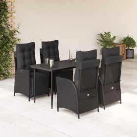 Set de muebles jardín 5 pzas con cojines ratán sintético negro by , Garden sets - Ref: Foro24-3213394, Price: 627,17 €, Disco...