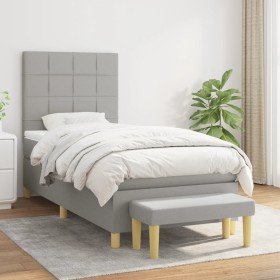 Cama box spring con colchón tela gris claro 90x200 cm en Camas y somieres | Comprar online en Foro24