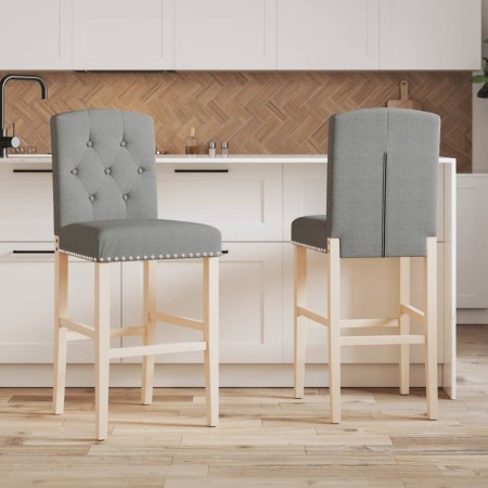 Taburetes altos 2 uds madera maciza de caucho y tela | Foro24.es | Tu tienda online para hogar, jardín y más Foro24.es