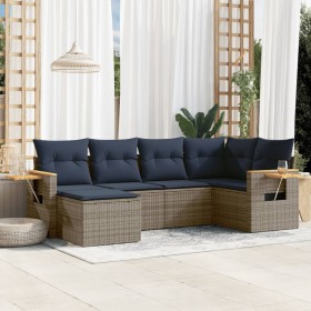 Set de sofás de jardín 6 pzas con cojines ratán